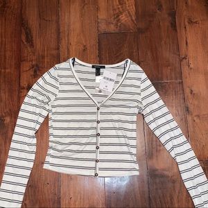 Forever 21 Ribbed Knit Pinstriped Top